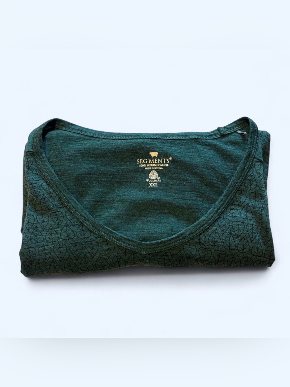 Segments Women's XXL 100% Merino Wool Long Sleeve V Neck Top Teal Base Layer - Picture 2 of 4